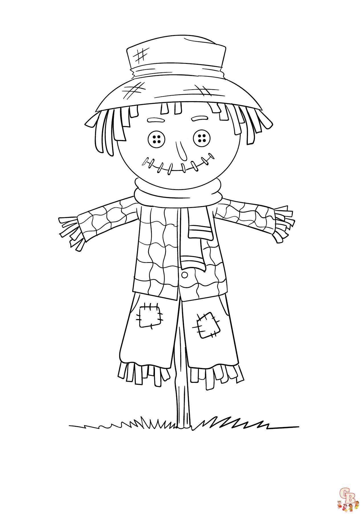Free scarecrow coloring pages printable for kids