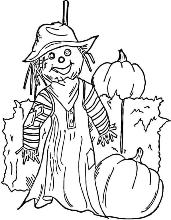 Free printable scarecrow coloring page