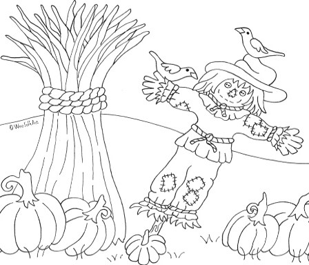 Scarecrow coloring page â wee folk art