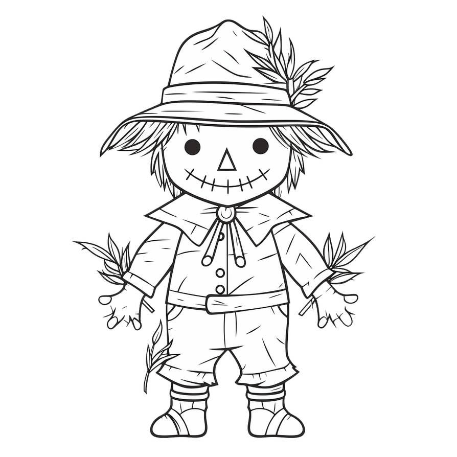 Scarecrow halloween theme coloring page by coloringcorner on