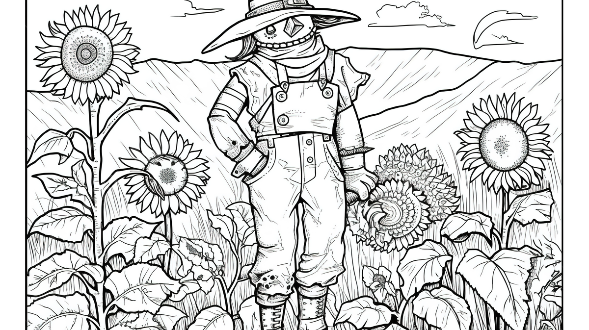 Sam crow in the field coloring pages printable background scarecrow coloring picture background image and wallpaper for free download