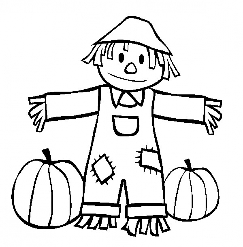 Get this scarecrow coloring pages free for kids irn