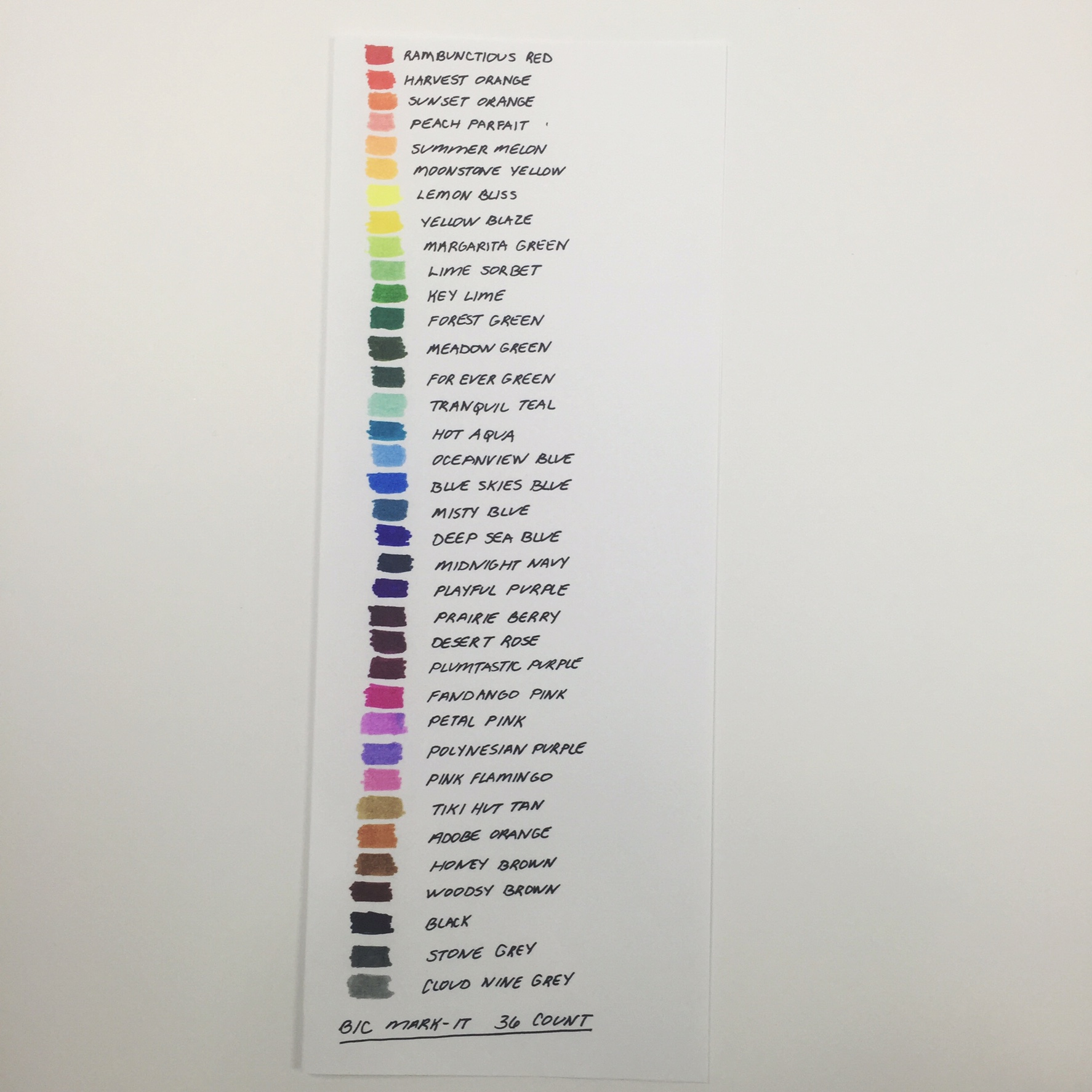 Make this simple marker color chart