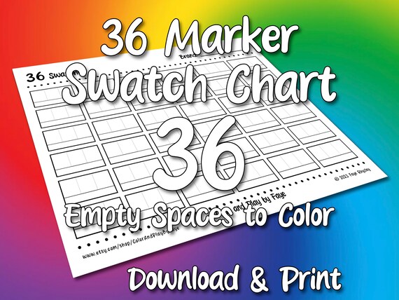 Marker swatch blank color chart printable page diy color chart download and print at home digital pdf us letter size paper download now