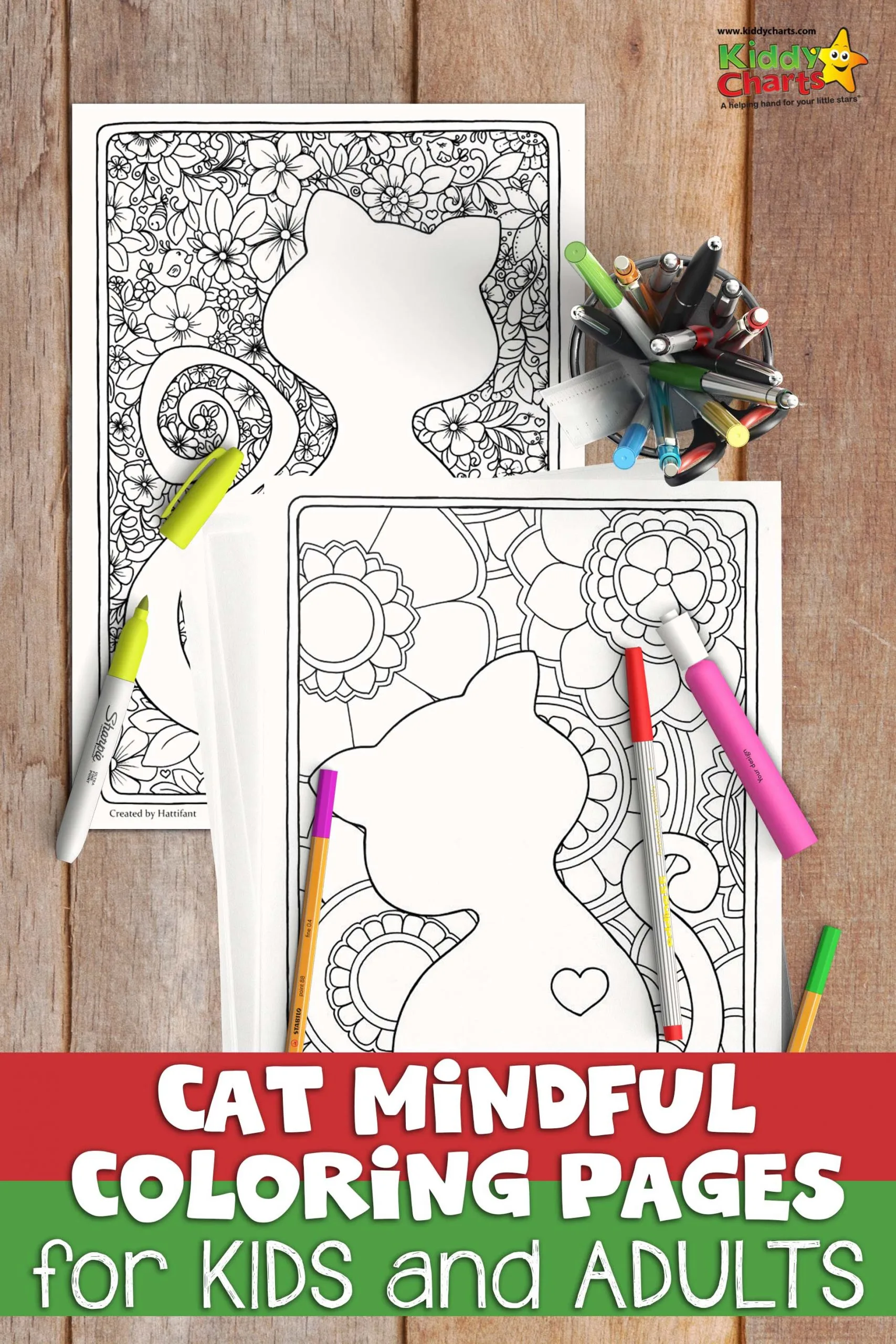 Free cat mindful coloring pages for kids adults