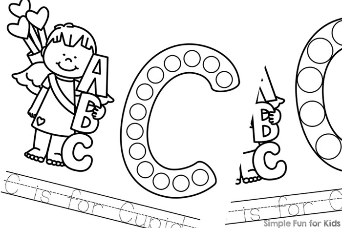 C is for cupid dot marker coloring pages