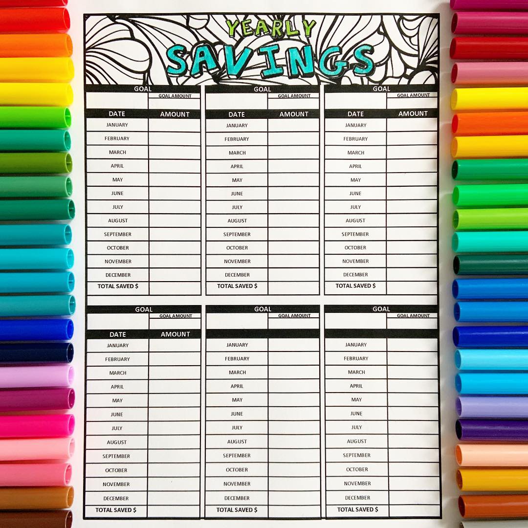 Printable coloring budget sheets month set bi