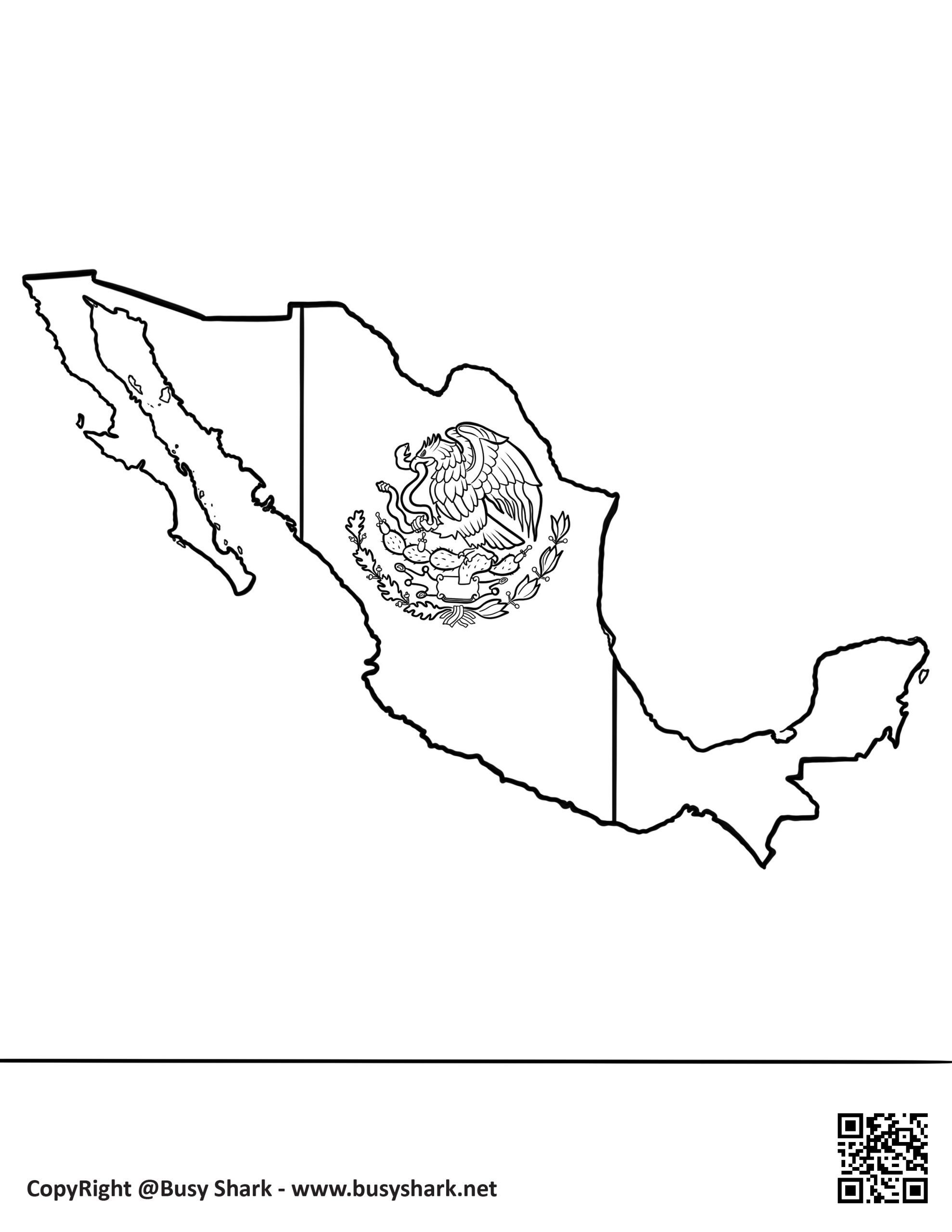 Mexico flag map coloring page