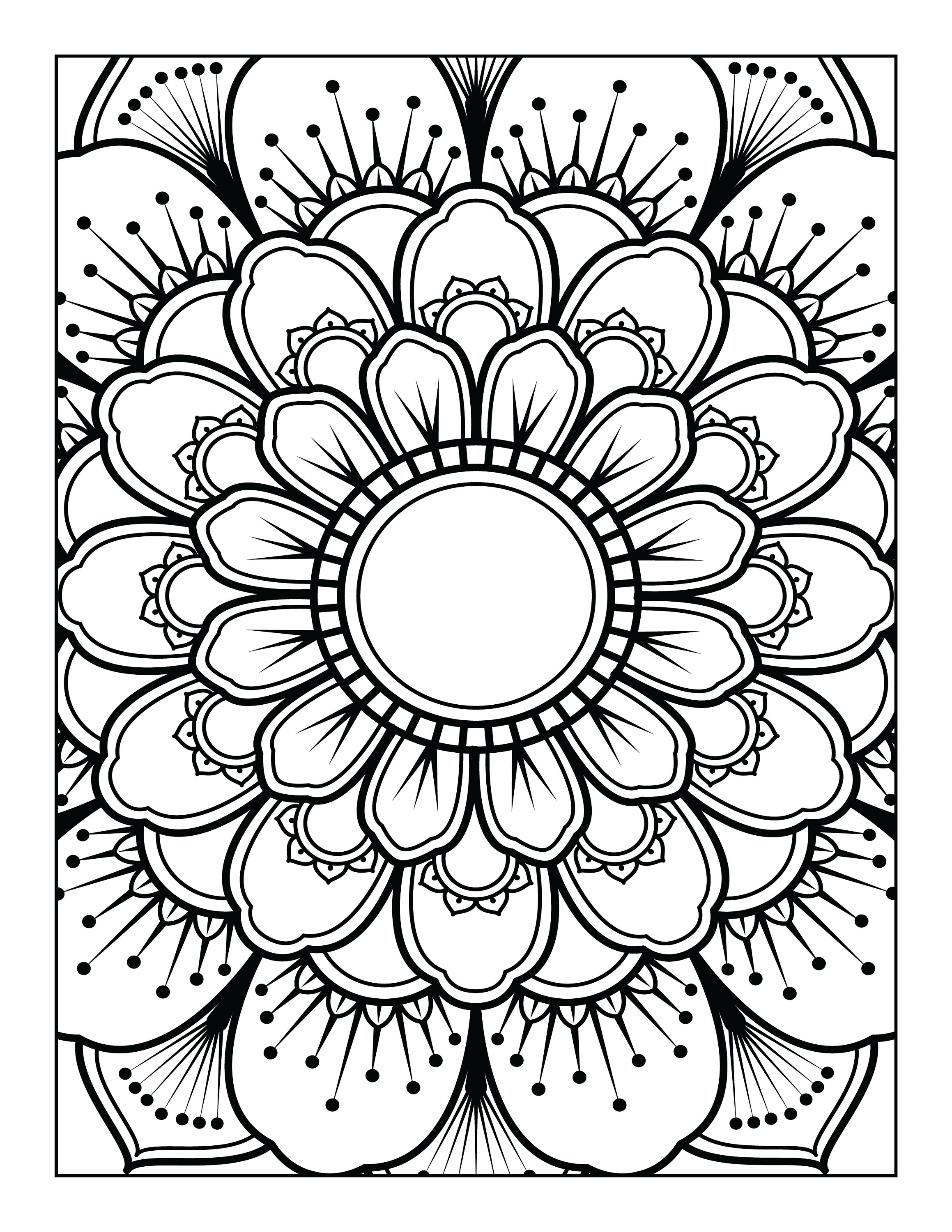 Printable mandala adult coloring pages floral easy coloring book mandalas