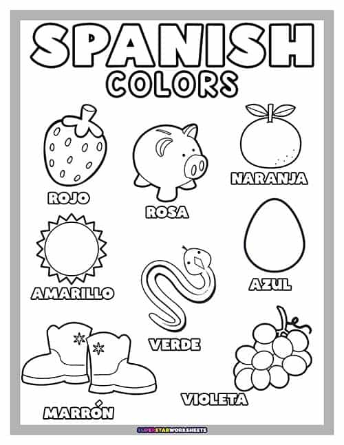 Spanish color worksheets