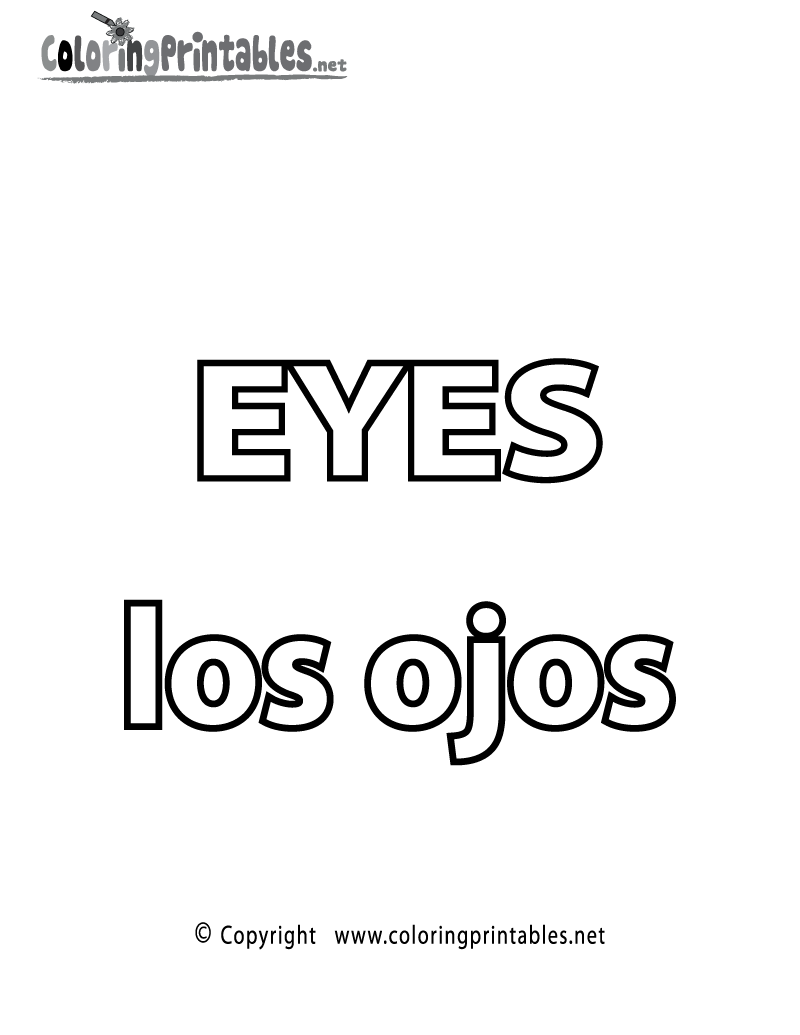 Spanish word for eyes coloring page