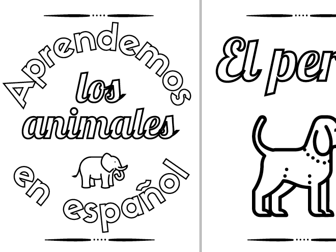 Printable coloring book learn the animals in spanish pages homeschool preschool teaching resources