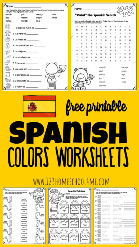 Free printable spanish color worksheets