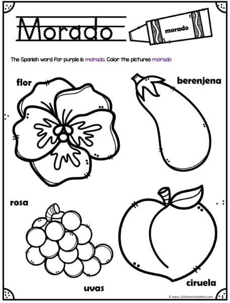 Free printable spanish colors worksheet for kindergarten