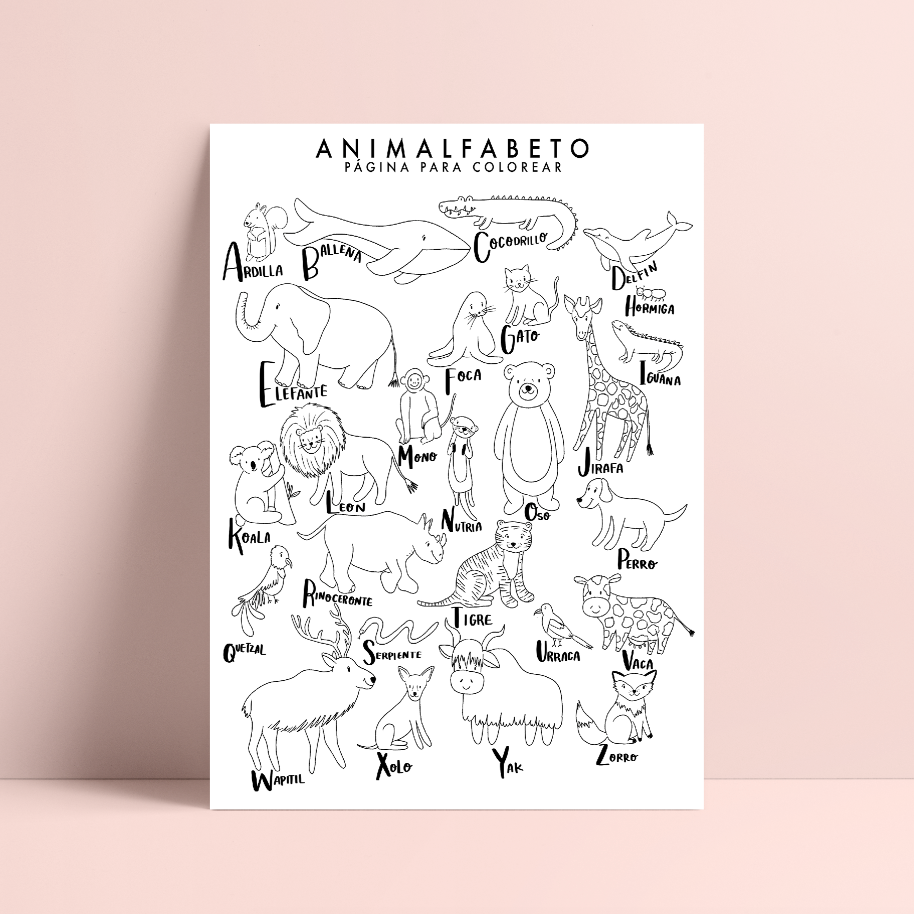Printable animalfabeto coloring page spanish â lux trip