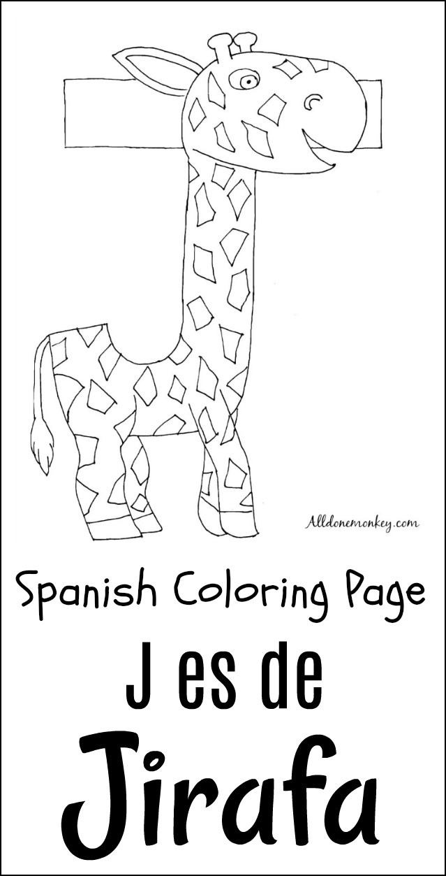 Spanish coloring page j es de jirafa