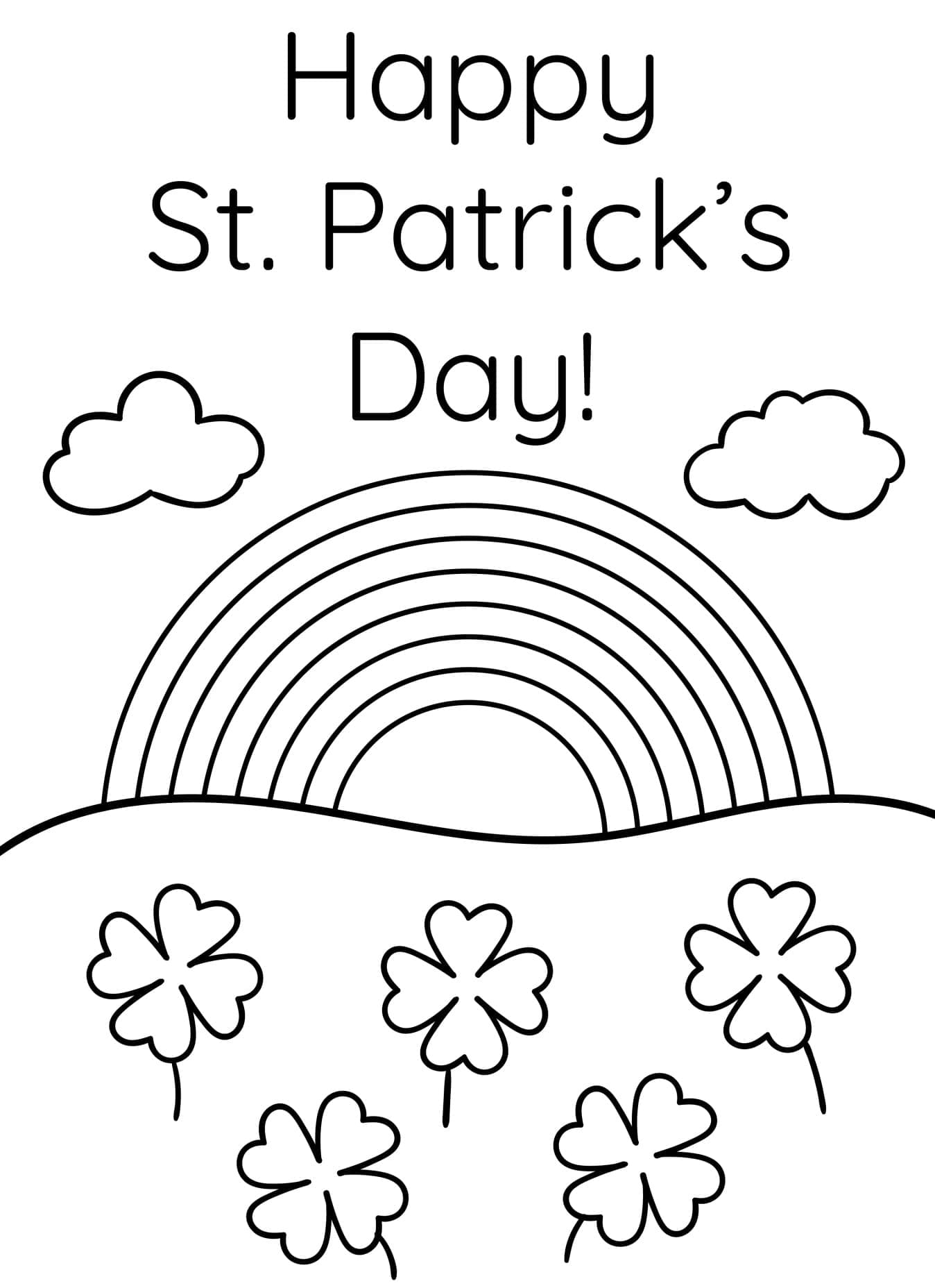 St patricks day with rainbow coloring page