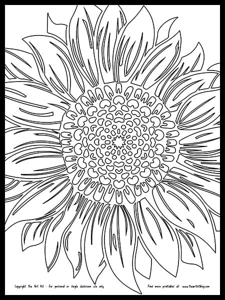 Sunflower coloring page â free printable â the art kit