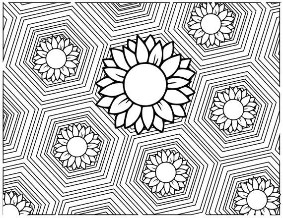 Sunflower pattern coloring page