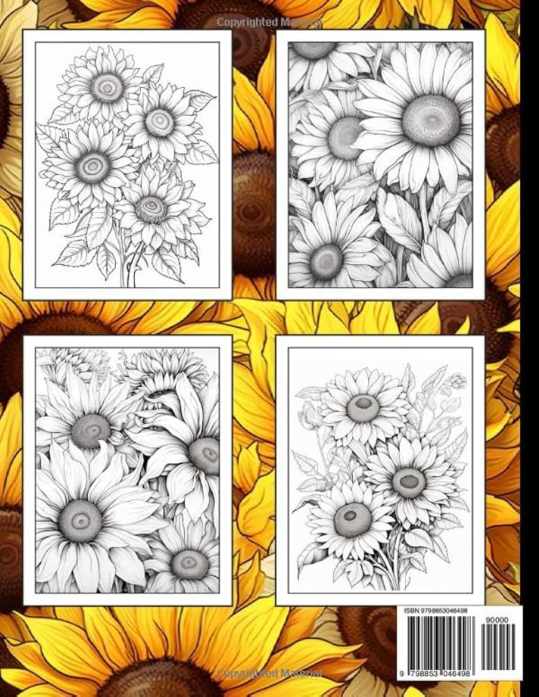 Sunflowers coloring book for adults and teens large print flowers coloring book for anxiety relief and relaxation relaxing sunflower designs to color for women and men coloring books