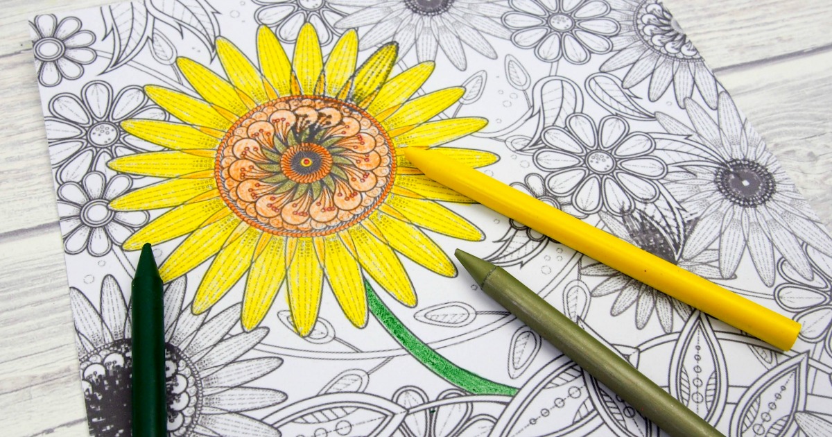 Sunflower colouring page mum in the madhouse