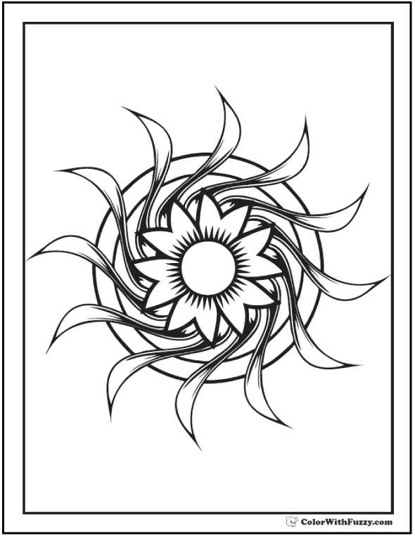 Geometric design printable coloring page floral