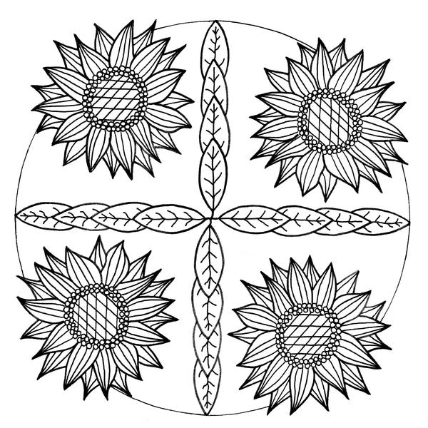 Sunflower coloring pages for adults