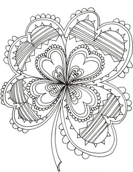 Four leaf clover coloring page tpt