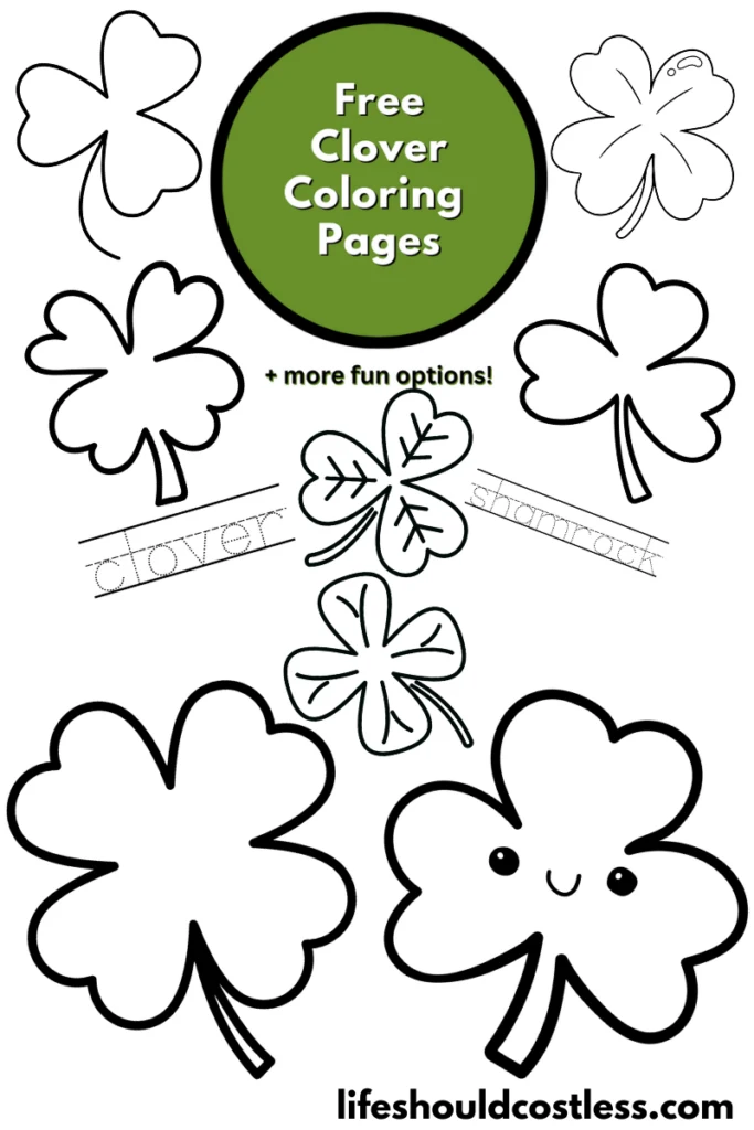 Clover coloring pages free printable pdf templates