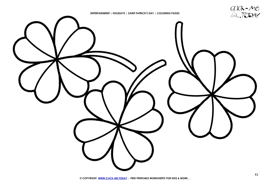 St patricks day coloring page three four leaf clovers