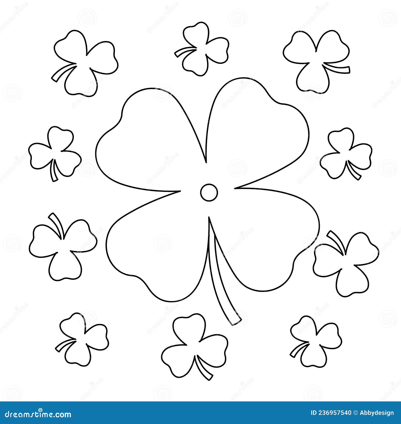 St patricks day shamrock coloring page for kids stock vector