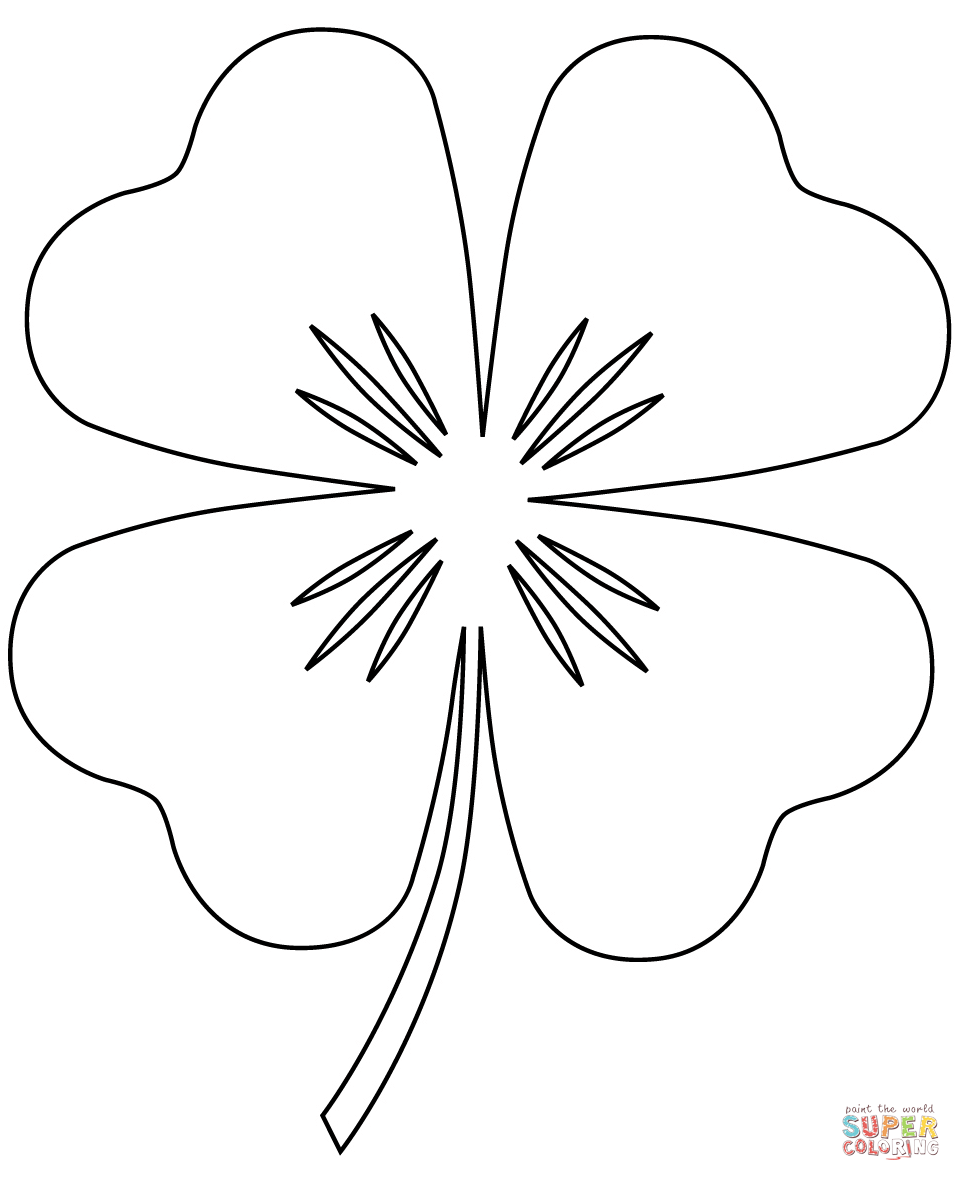 Four leaf clover coloring page free printable coloring pages