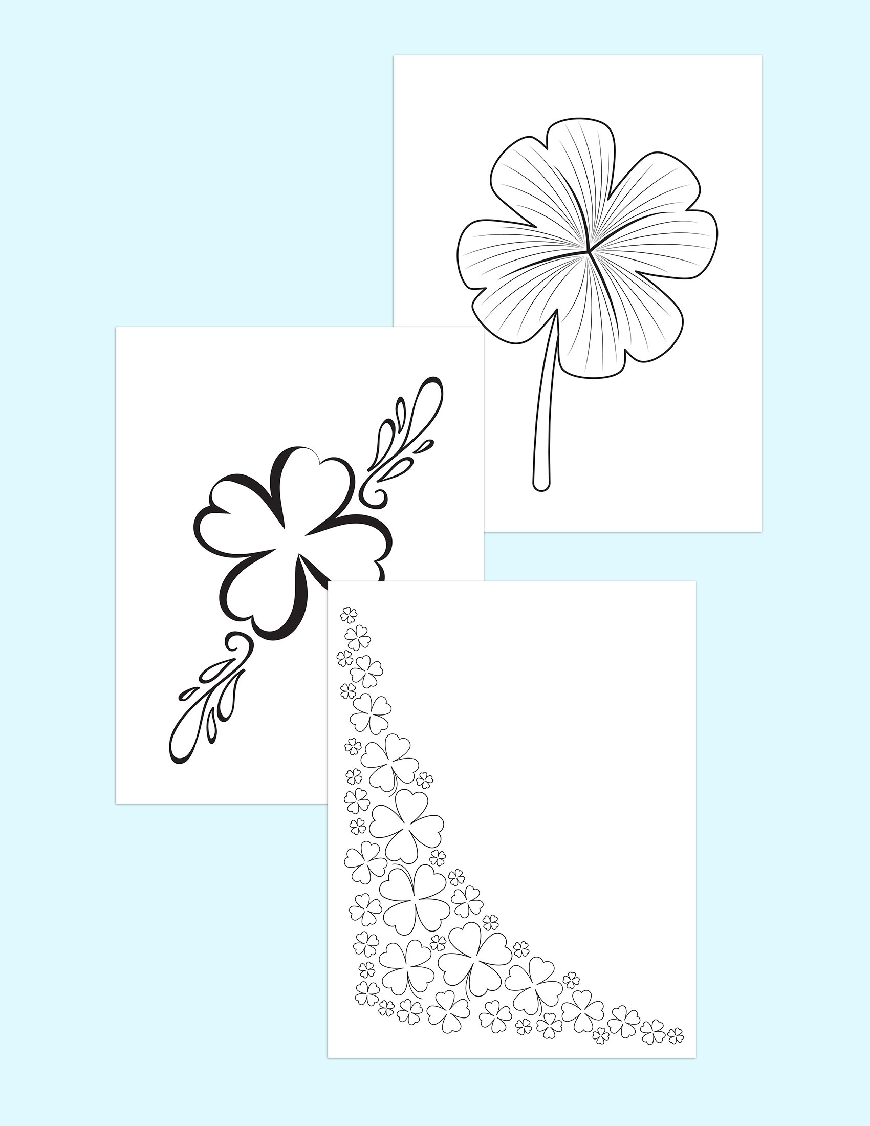 Free printable four leaf clover drawings