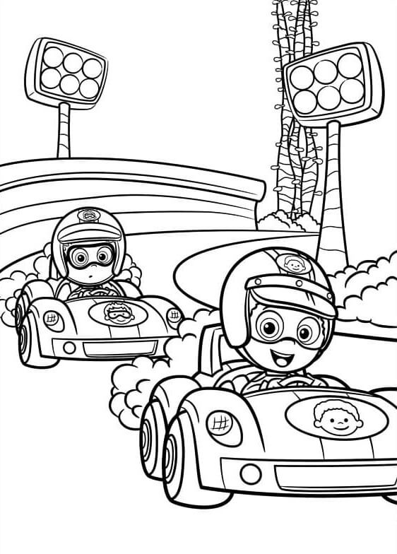 Goby and nonnie rush down the track coloring page