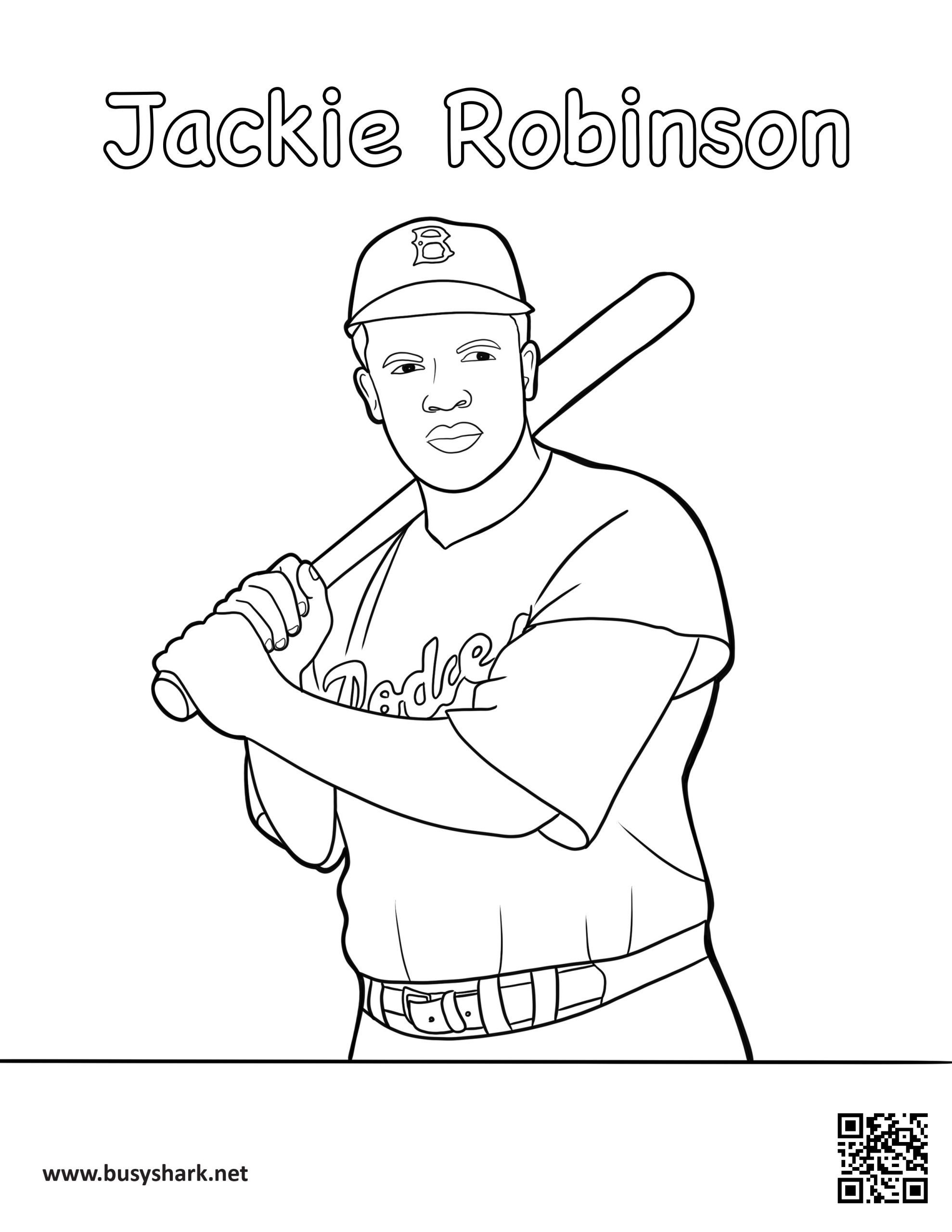Jackie robinson coloring page free printable