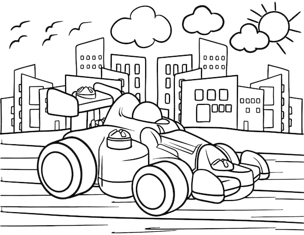 Premium vector sports car coloring page for kids line art vector blank printable design for children to fill in