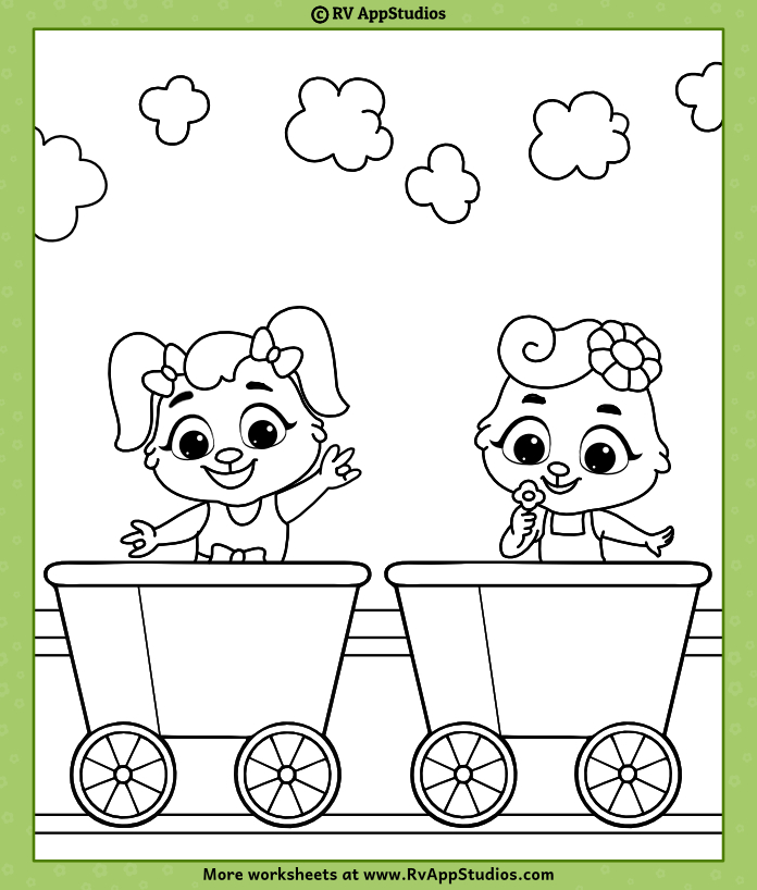 Train track coloring pages for kids