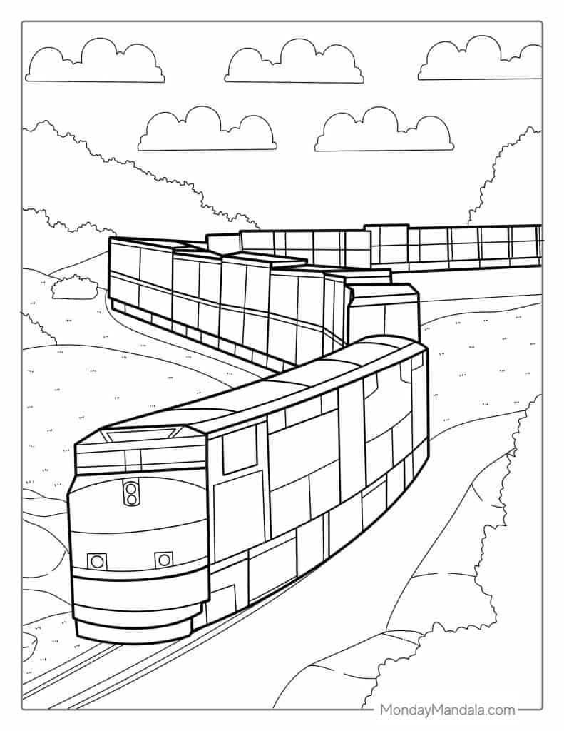 Train coloring pages free pdf printables