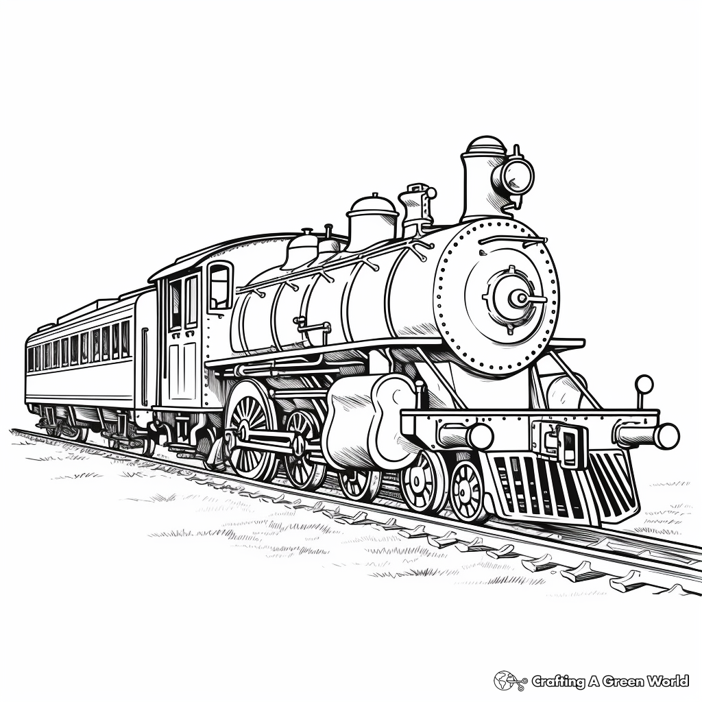 Realistic train coloring pages