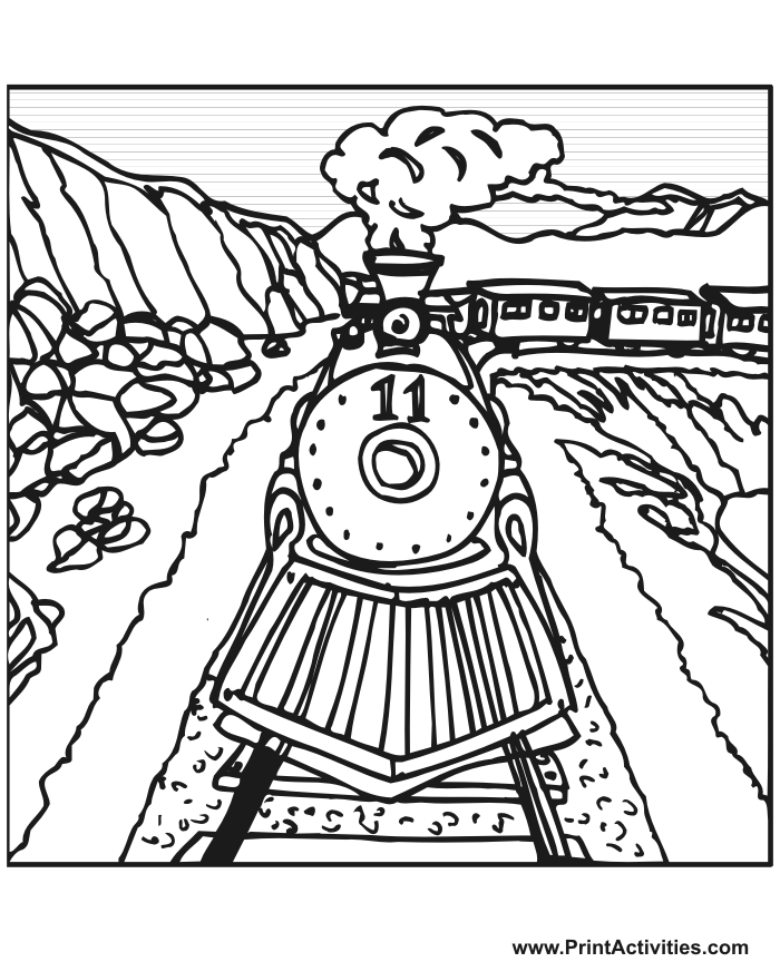 Steam train coloring page train number on the tracks