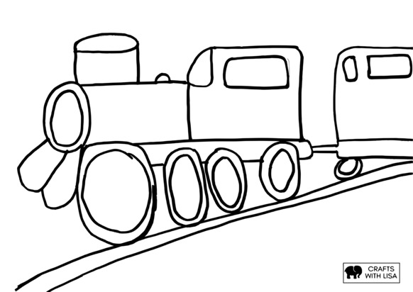 Train on the track coloring page