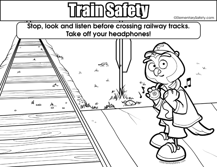 Crossing railway tracks â coloring train safety