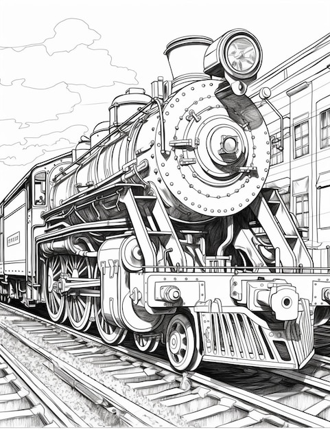 Page train coloring book large print images