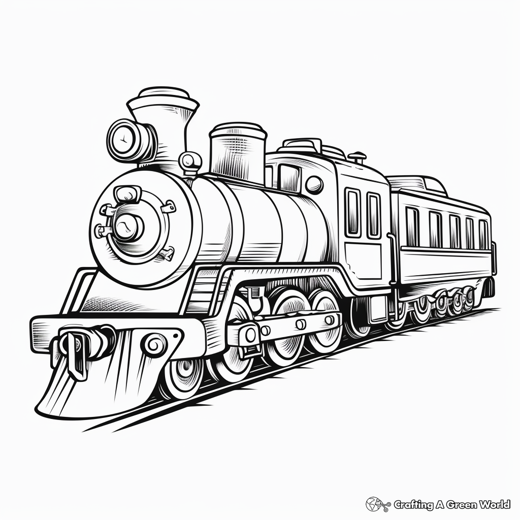 Realistic train coloring pages