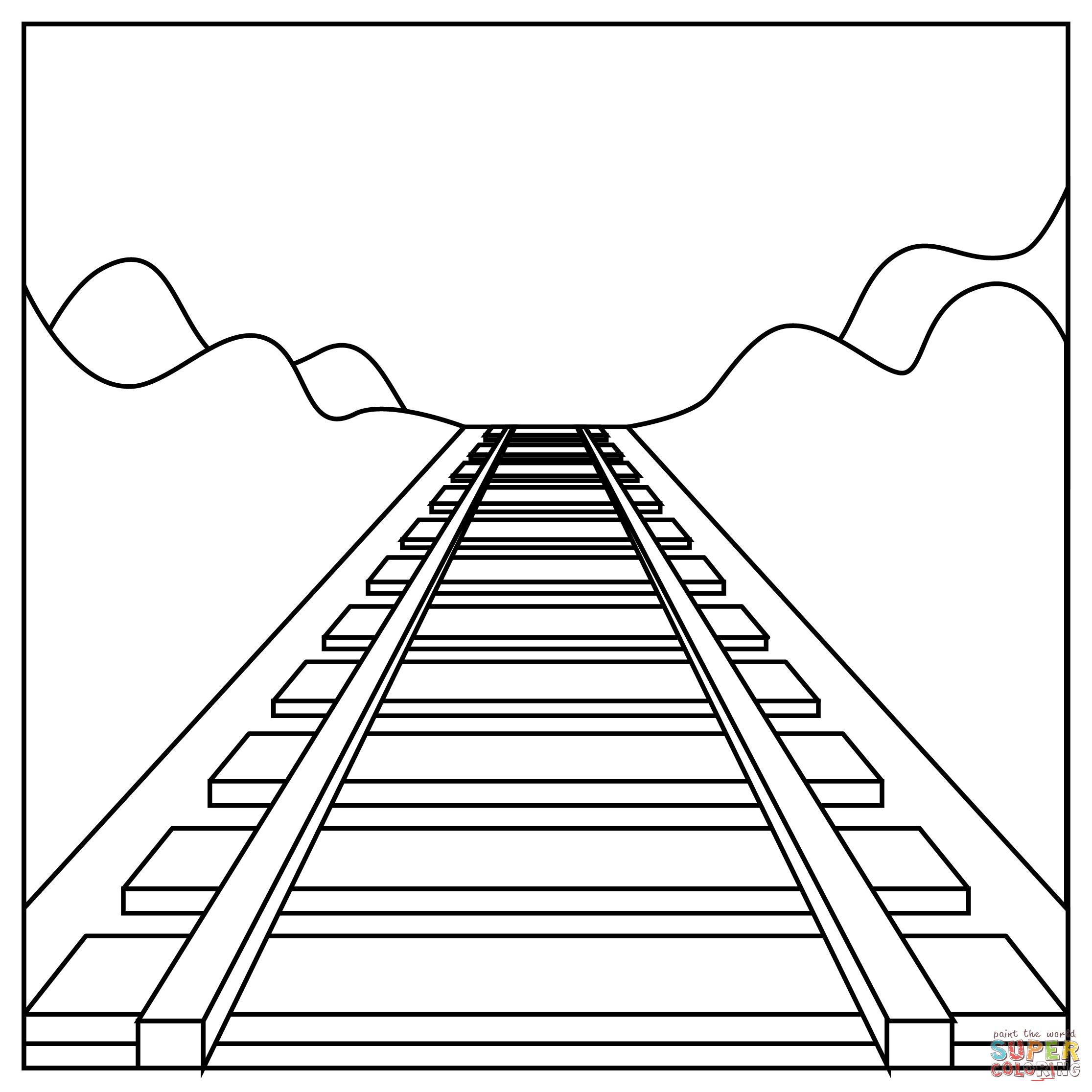Railway track coloring page free printable coloring pages