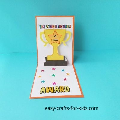 Fathers day trophy pop up card