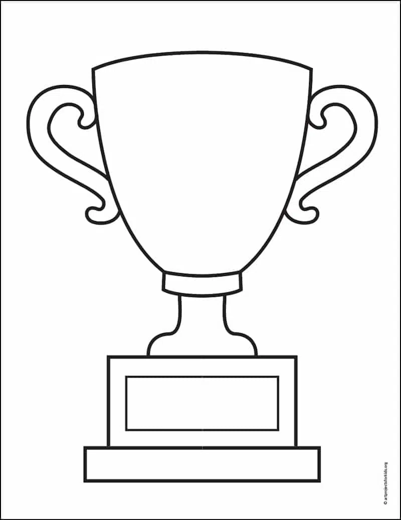 Easy how to draw trophy tutorial and trophy coloring page