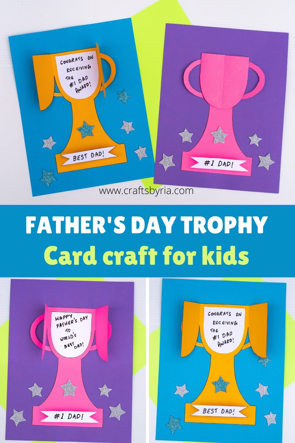 Fathers day trophy craft with printable template