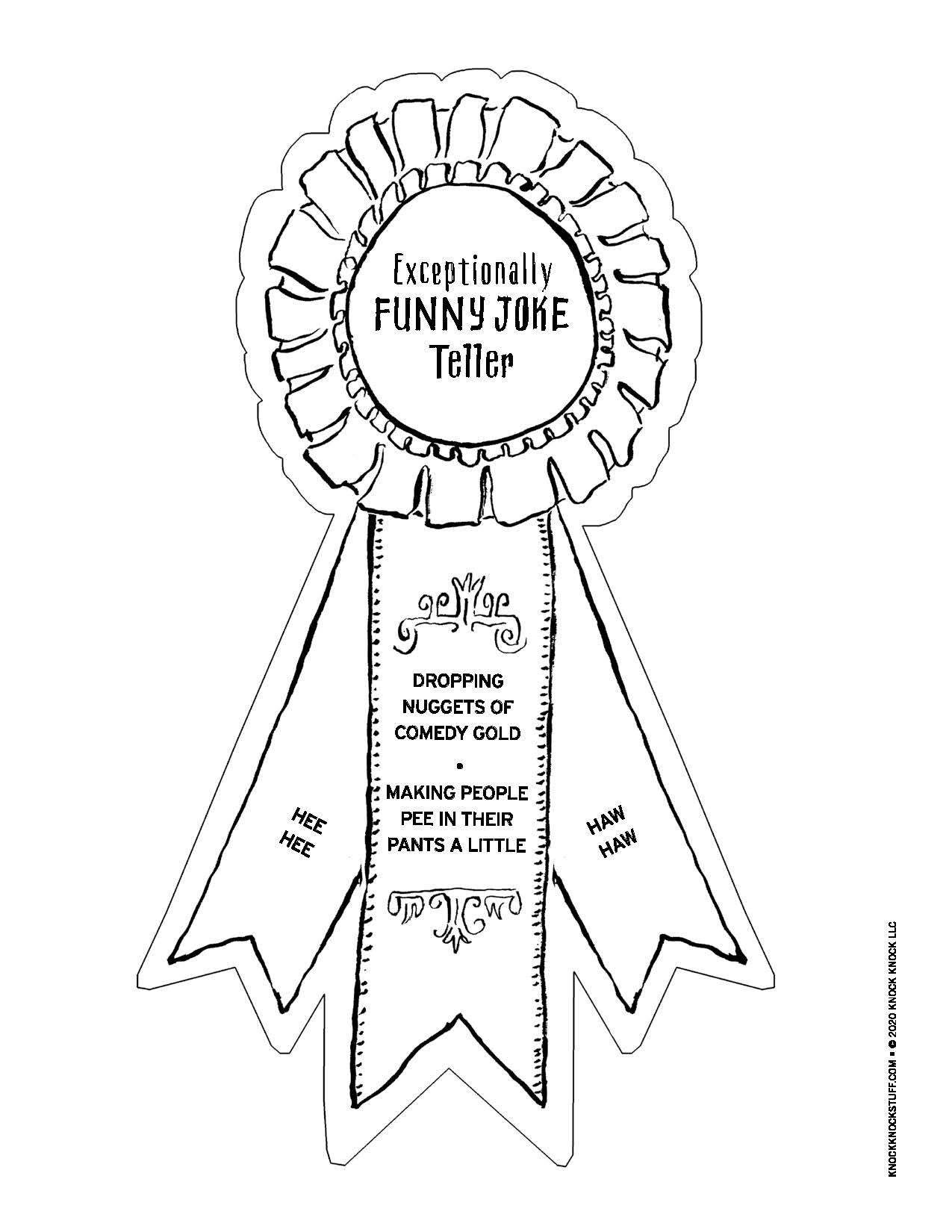 Free printable and colorable awards for kids knock knock