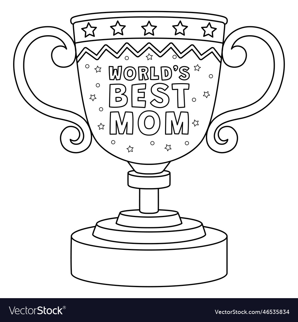 Happy mothers day trophy isolated coloring page vector image